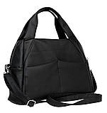 Чорна жіноча сумка велика міська з двома ручками і довгим ремінцем через плече, матова еко-шкіра, фото 8