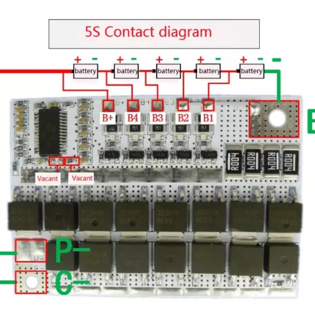 Плата BMS 3S, 4S, 5S 100A для LiFePO4 акумулятора