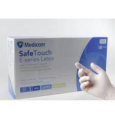 Рукавички латексні опудренниє safe touch E-SERIES medicom,100 шт/уп.