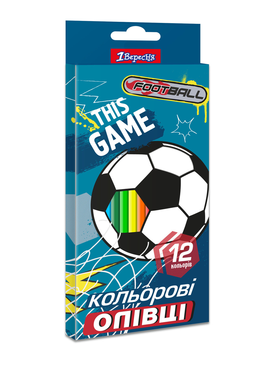 Олівці 1 Вересня 12 цв. "Football Team" пласт. корп. код: 290618, фото 1