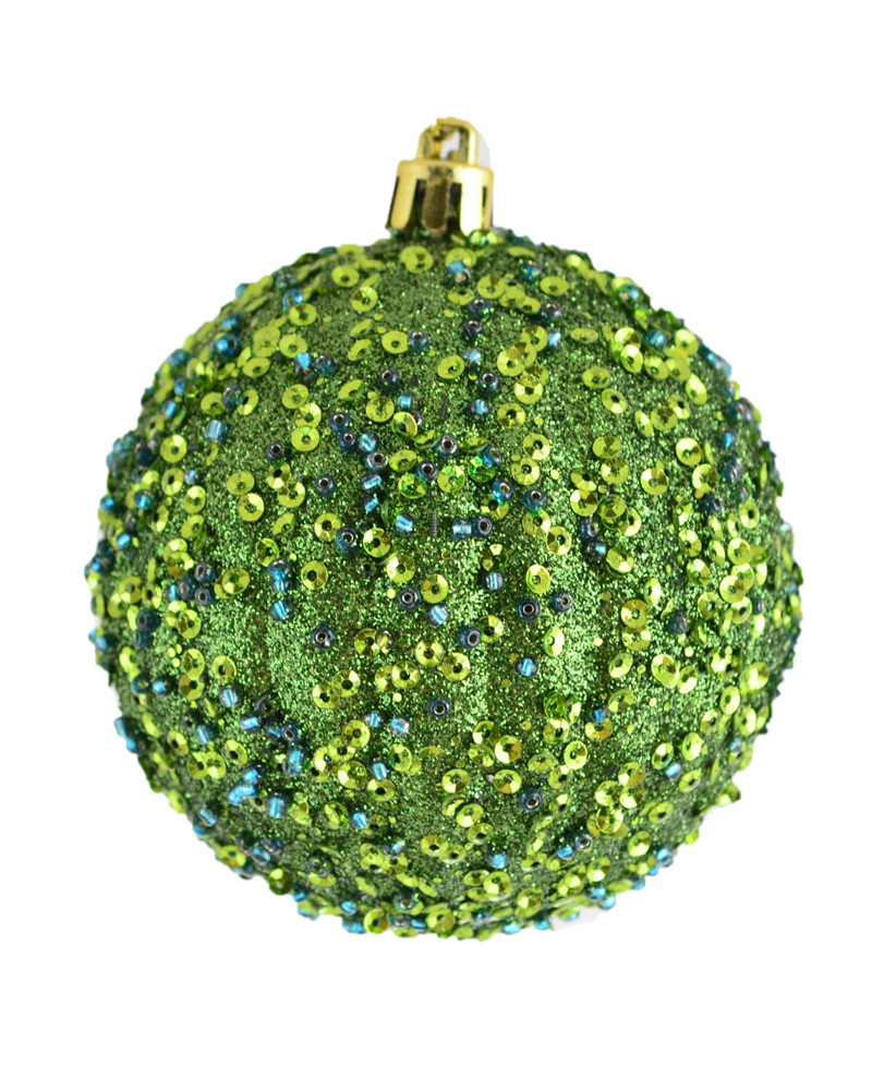 Куля Yes Fun "Листяний" з паєтками темно зелений d-8 см код: 972932, фото 1