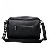 Модна жіноча сумка чорна з довгим ремінцем через плече матова екошкіра, фото 3