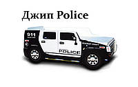Детская кровать машина черно белая полицейский джип Hummer (спальное место 170*80 см)
