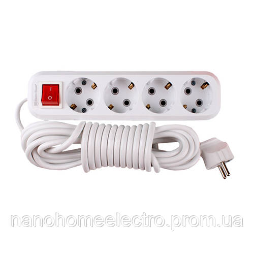 Купить Удлинитель 4 гнезда С/З с кнопкой 5 м, цена 295.47 ₴ — Prom.ua ...