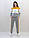 Спортивний костюм жіночий з лампасами в ГІРЧИЧНО-СІРО-БІЛОМУ поєднанні кольорів., фото 2