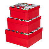 Набір новорічних подарункових коробок "Снігрії" 3 шт. (20х20х9.5 см), фото 2