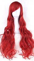 Перука червона хвиляста з довгим чубчиком жіноча для жінок 80см зі штучного волосся