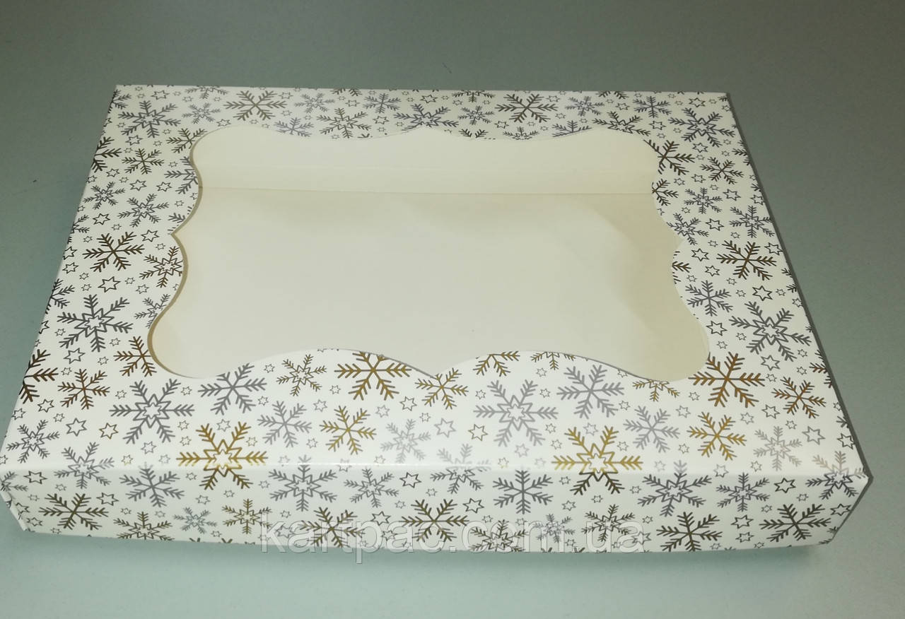 Картонна упаковка для новорічних пряників "Зима" 200*150*30