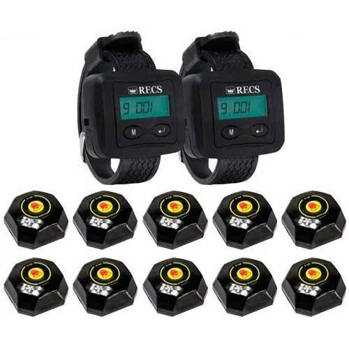 Система виклику офіціанта RECS №86 | кнопки виклику офіціанта 10 шт + 2 пейджера офіціанта