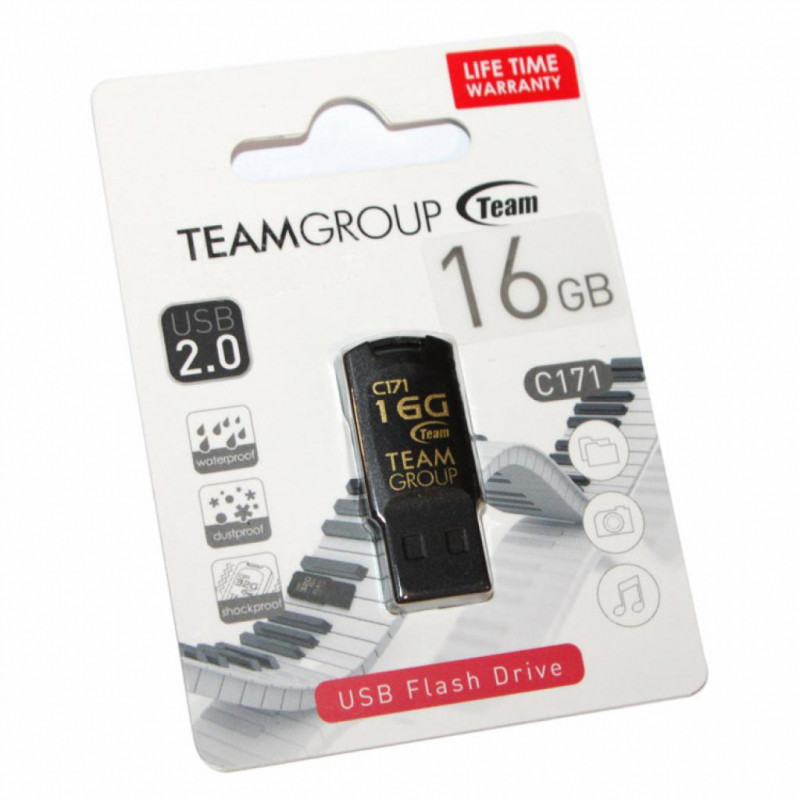 USB Flash накопичувач Team Group C171 16GB Чорний - фото 2 - id-p1253117702