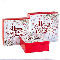 Новорічні подарункові коробки "Merry Christmas" набір 3 шт. Великі (28х28х10 см)