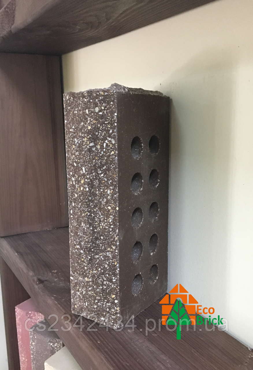 Цеглин облицювальний порожнистий ECOBRICK, скеля тичок-ложок коричневий