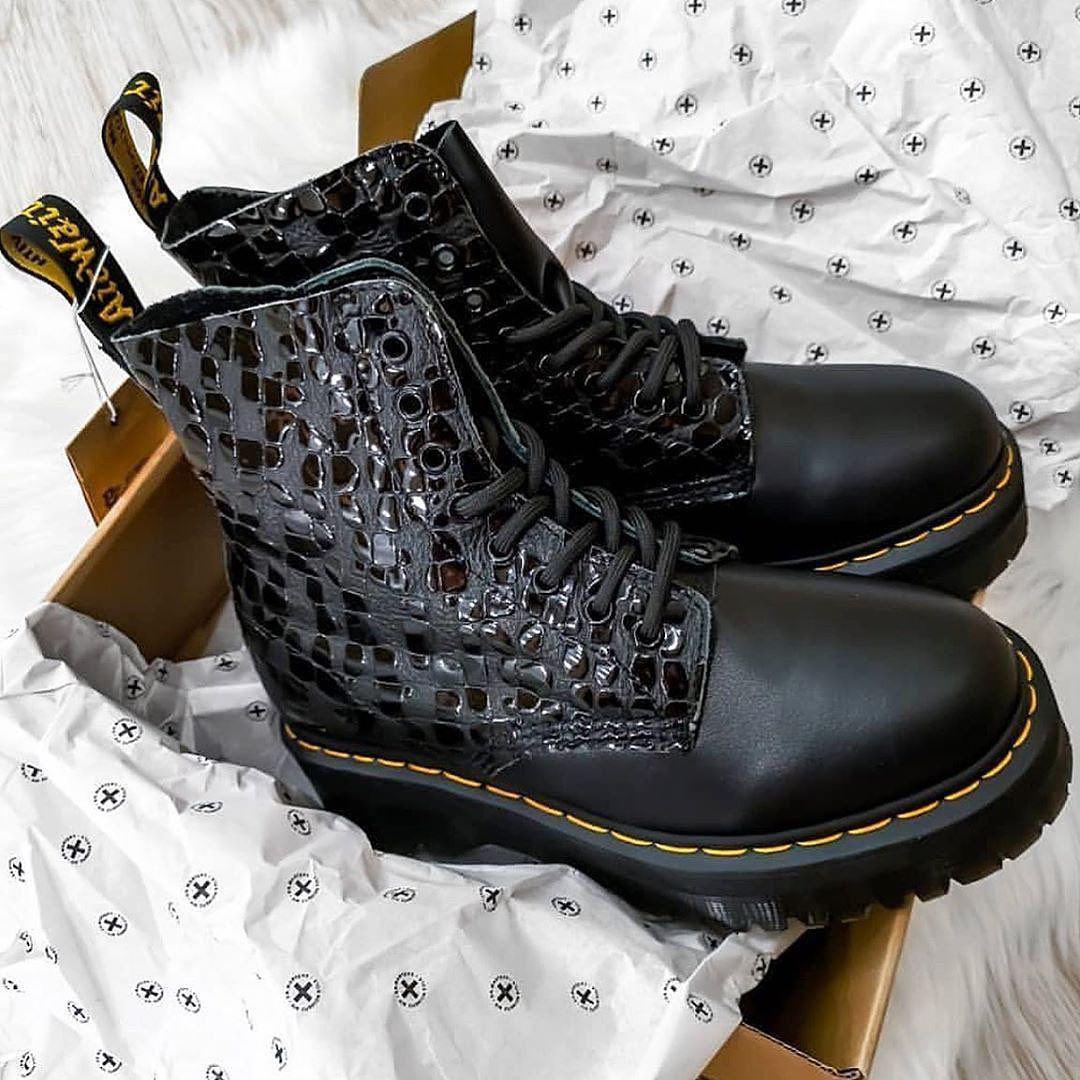 Демісезонні жіночі черевики Dr.Martens Jadon шкіряні чорні (мартинси жадон)