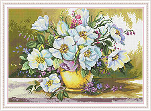 Набір алмазной мозаїки NKF Білі квіти H0164