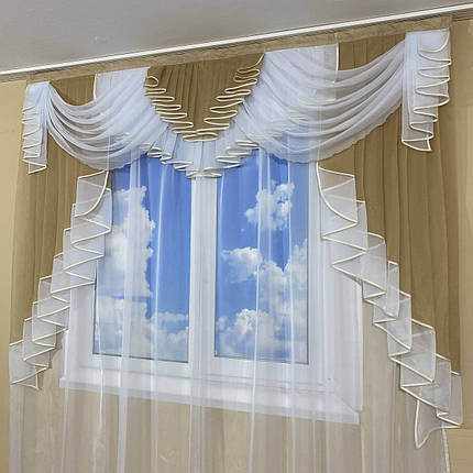 Ламбрекен шифоновий на карниз 2м №422 беж, фото 3