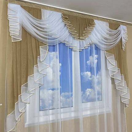 Ламбрекен шифоновий на карниз 2м №422 беж, фото 2