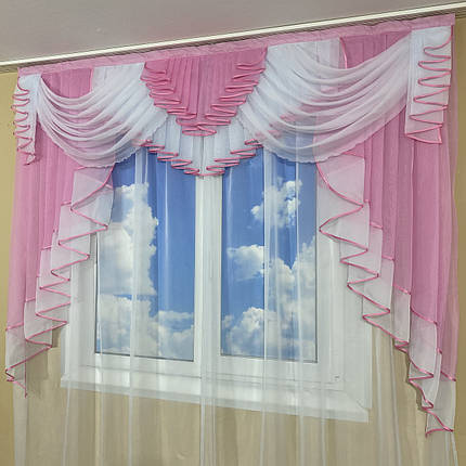 Ламбрекен шифоновий на карниз 2м №422 рожевий, фото 2