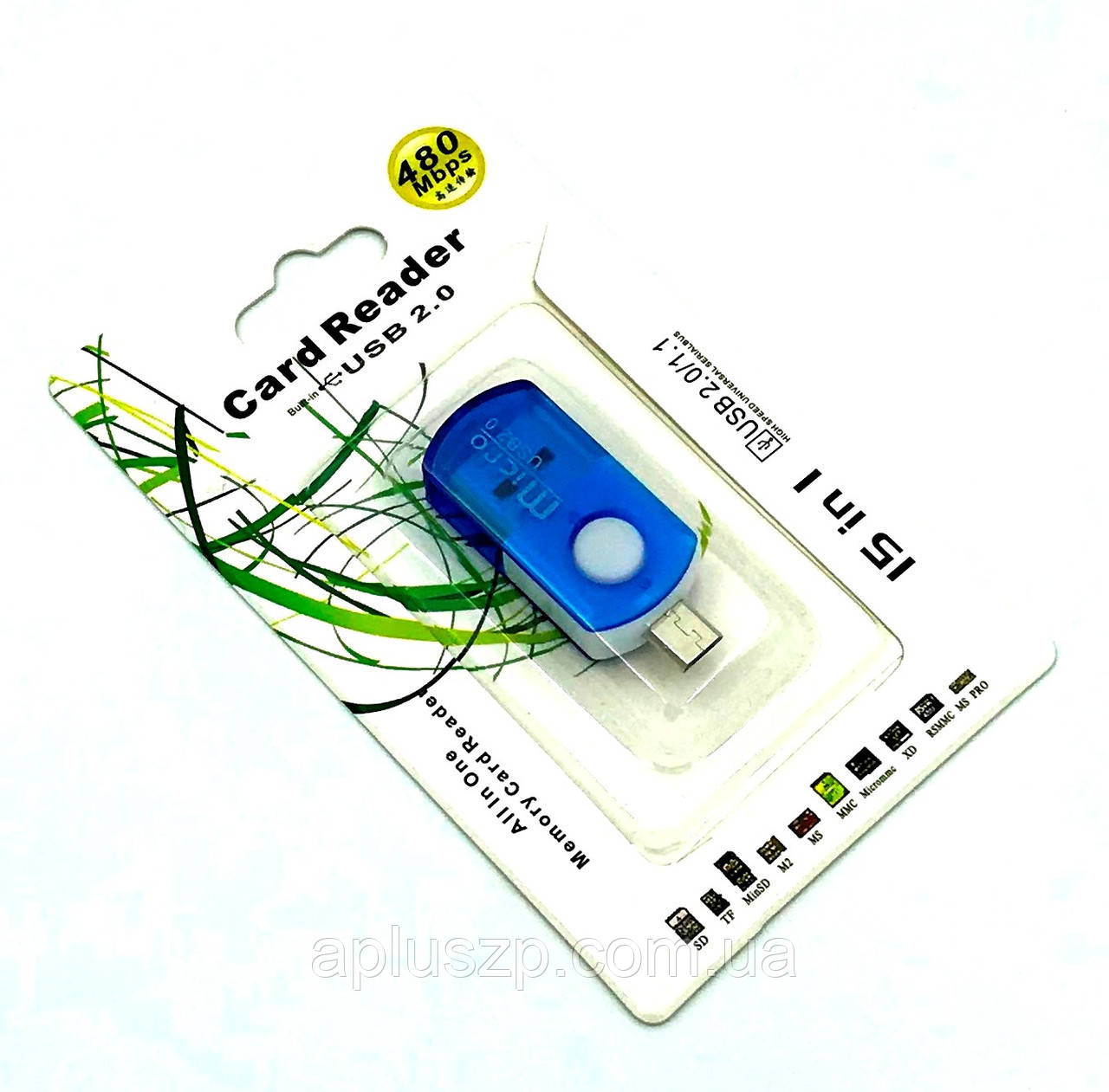 Картридер CR-005 USB + OTG Micro SD Blue