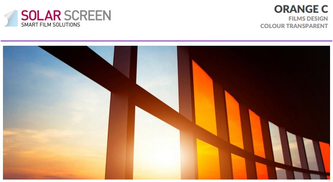 Декоративна глянсова жовтогаряча плівка Solar Screen Orange C 1.52 метра, фото 1