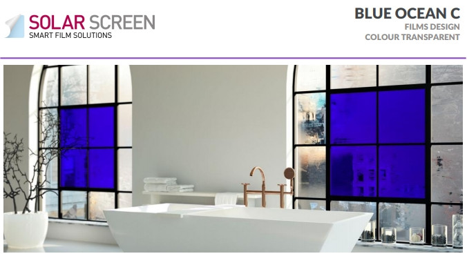 Декоративна синя плівка Solar Screen Blue Ocean 75C, світлопропускання 25%
