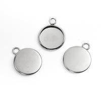 Основа для підвіски Finding Круглий кулон під вставку нержавіюча сталь Сталистий 17 мм x 14 мм 20 штук STAS-F143-18P