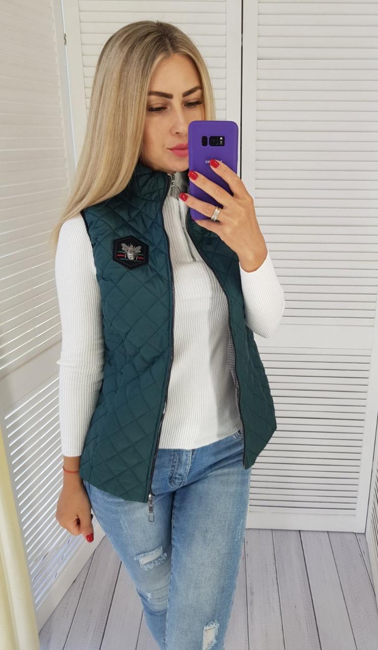 Стьобана жилетка арт.813 пляшкового кольору, фото 1