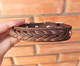 Шкіряний нашийник "Lockdog" c плетінням коричневий, фото 4