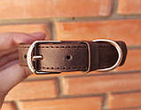 Шкіряний нашийник "Lockdog" c плетінням коричневий, фото 5