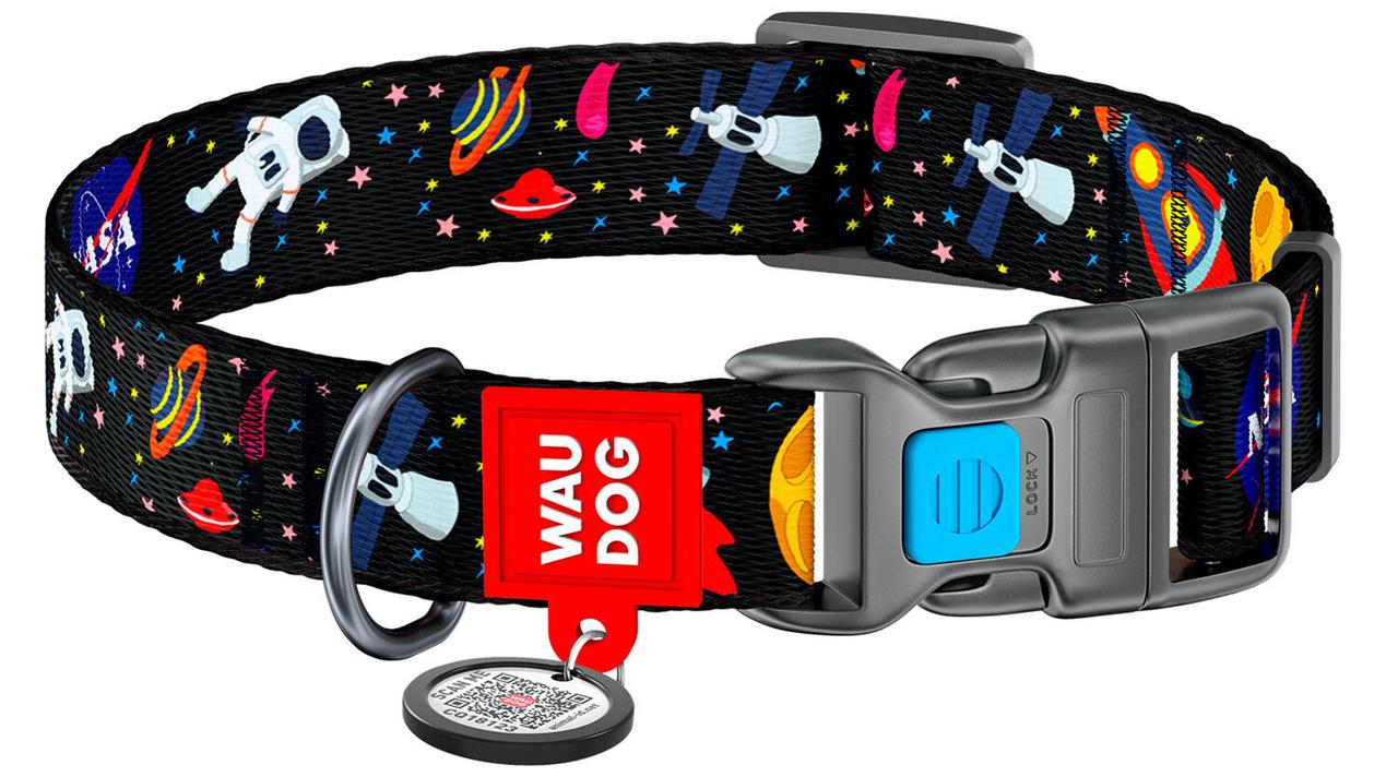 Нашийник нейлон 31-49 см 25 мм Waudog Nasa Nylon Collar для собак, фото 1
