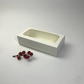 Коробка для макаронс, 200*100*50 мм, з вікном, біла