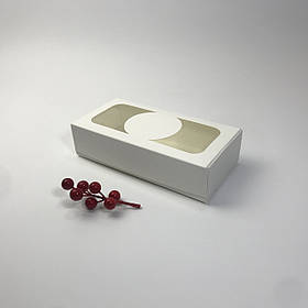 Коробка для макаронс і еклерів, 200*100*50 мм, з вікном, біла