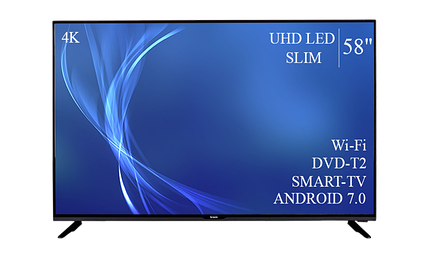 Телевізор Bravis 58" Smart-TV/DVB-T2/USB Android 13.0 4К/UHD