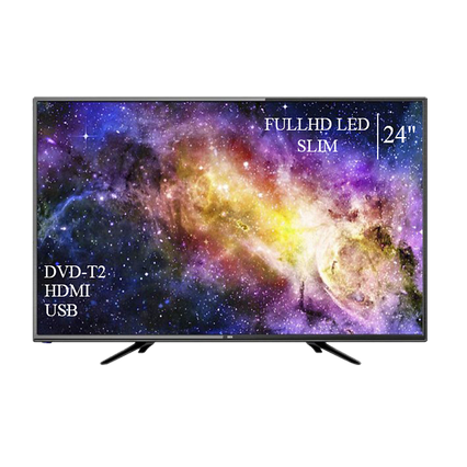 Телевізор DEX 24" SmartTV Голосове введення T2/BT 220+блок живлення 12В Android 15