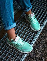 Женские кроссовки Adidas Jogger. Стильные бирюзовые кроссы с белой подошвой Адидас Джогер.