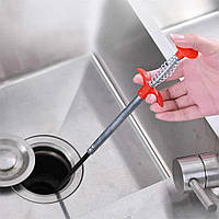 Трос для чищення труб каналізації Cleaning hook №2 60 см, інструмент для прочищення засмічень, гнучкий захоплювач
