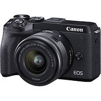 Без дзеркальний фотоапарат Canon EOS M6 Mark II kit 15-45 mm + EVF Black / на складі