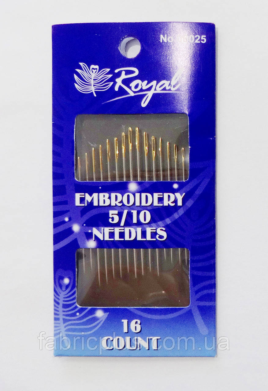 Голки для ручного шиття 5/10 Royal Needles (16 шт.) золоті вушка
