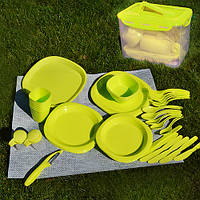 Набор пластиковой посуды для пикника на 6 персон 57 предметов