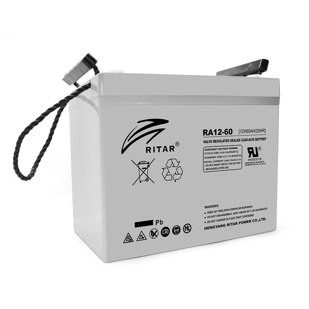 Акумуляторна батарея AGM RITAR RA12-60, Gray Case, 12V 60.0 Ah ( 260 x 169 x 211 (218) ) Q1
