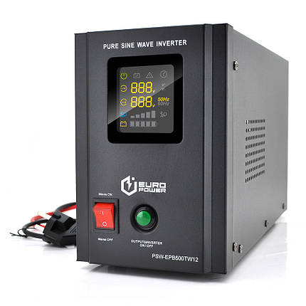 ДБЖ з правильною синусоїдою Europower PSW-EPB500TW12 (300 Вт) 5/10А, під зовнішню АКБ 12В , Q2 (415*200*280), фото 1