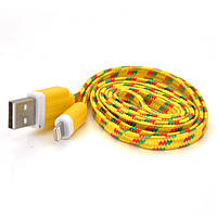 Кабель data Iphone5/5s/5C — Ipad 4, 1 m, (плоский) в обплетенні, Yellow, ОЕМ Q100