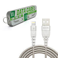 Кабель Bavin CB116, Lightning, 2.4 A, Silver, СУПЕРкрепкий, conector Silver, довжина 1,2 м, BOX