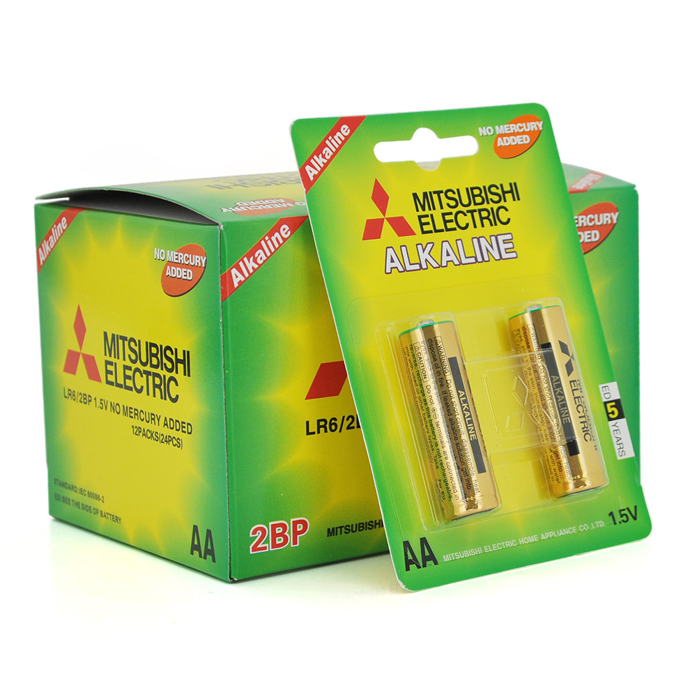 Батарейка щелочная MITSUBISHI 1.5V AA/LR6, 2pcs/card, 24pcs/inner box, 288pcs/ctn