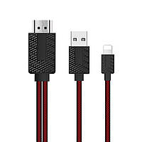 Конвертер Lighting (тато) на HDMI (тато) 1,8 м, Black/Red, 4K/2K, BOX