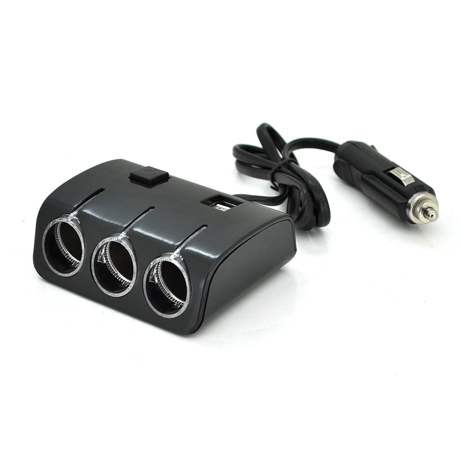 АЗП розгалужувач Olesson 1506, 12V-3*12V+2*USB, Black, Blister, фото 1