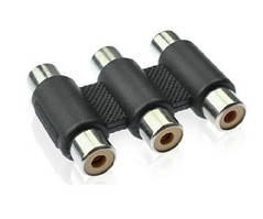 Сплітер 3хRCA (мама)/3хRCA (мама), Black, пластик,Q100