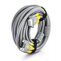 Кабель Merlion VGA 3+6 HIGH SPEED 10m, male to male (тато-тато), 1 ферит, сіро-жовтий, пакет 1080P Q30