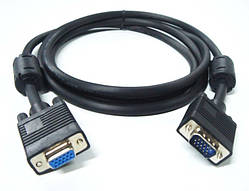 Кабель VGA 2m, male to male (тато-тато), 1 ферит, чорний, Пакет Q100