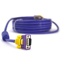Кабель VGA 3+4 with shielding, 5m, male to male (тато-тато), 2 ферити, purple/blue, Пакет Q100