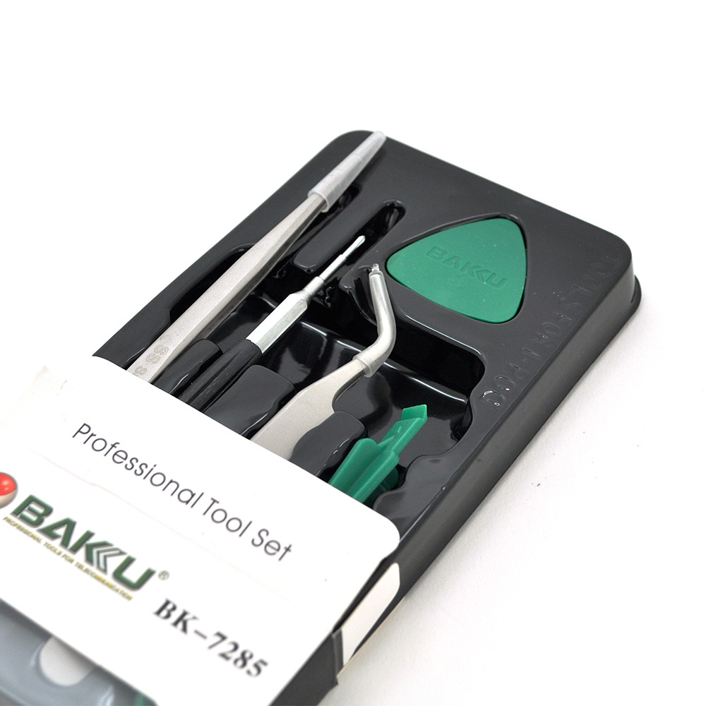 Набір інструментів BAKKU BK-7285 для IPhone (пінцети прямий і вигнутий,2 інстр. для розбирання), Blister-box